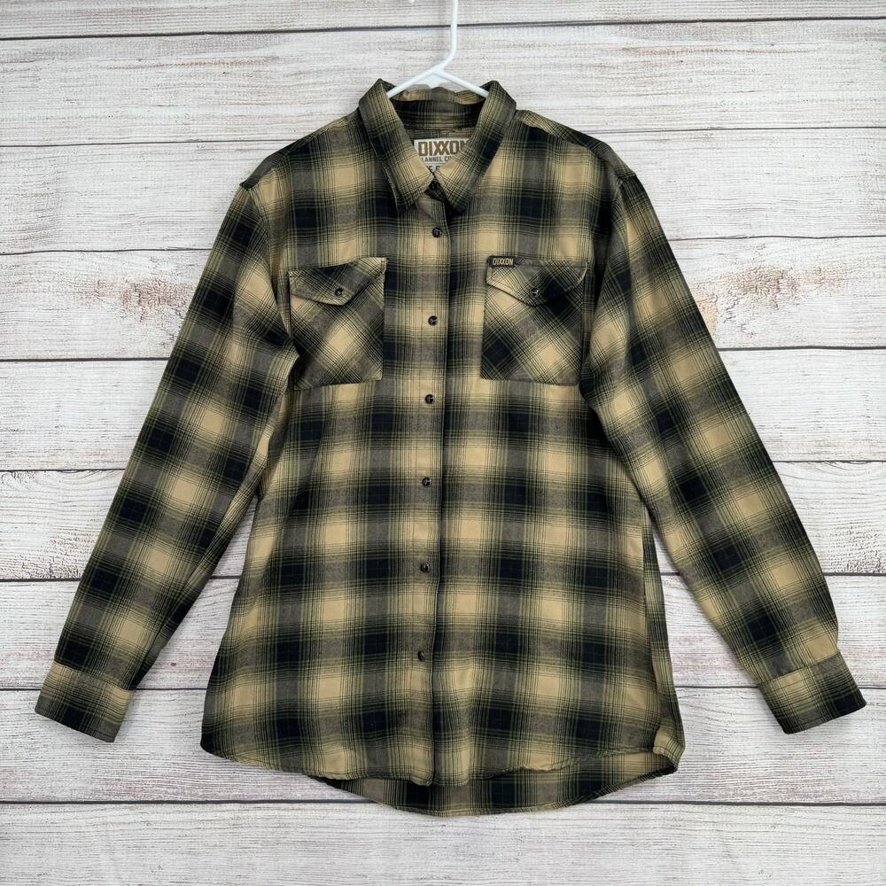 Dixxon The Platoon Pearl Snap Flannel Shirt Womens 2X Beige Black Plaid